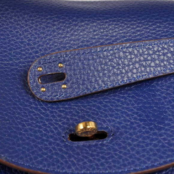 High Quality Replica Hermes Lindy 30CM Havanne Handbags 1057 Dark Blue Leather Golden Hardware - Click Image to Close